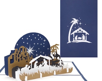 Carte de Noël 3D "Crèche avec étoile" Carte pop-up pour Noël - Carte 3D avec enveloppe