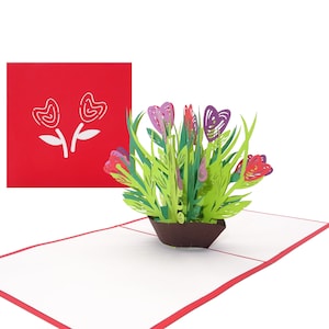 Carte pop-up « Fleurs de cœur colorées » - Carte d'anniversaire 3D Carte d'anniversaire de mariage Invitations de mariage Fiançailles Carte de fête des mères Fête des mères