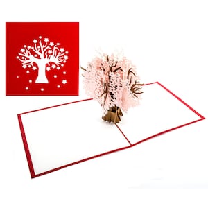 Pop Up Karte "Kirschbaum & Tauben" - 3D Geburtstagskarte Kirschblüte als  Einladung und Geschenkgutschein