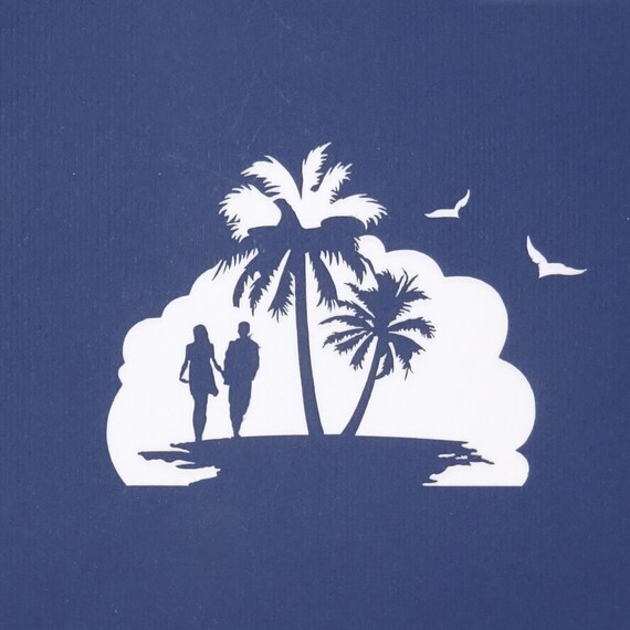 3D Pop-Up Karte „Einsame Insel“ – Ca. 15x15 Cm, Urlaubsgrußkarte Mit Traumstrand-Motiv