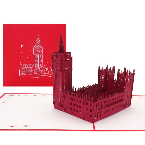 Pop Up Karte "London – Big Ben & Palace of Westminster" Gutschein, Reisegutschein London Souvenir - 3D Geburtstagskarte Einladung England