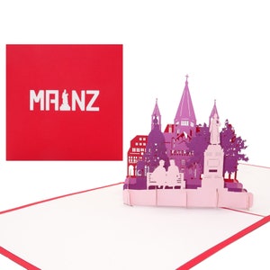 Tarjeta emergente “Mainz - Panorama con la catedral de Mainz” - Tarjeta de felicitación 3D como recuerdo, tarjeta de cumpleaños, tarjeta de invitación, vale para un viaje a la ciudad