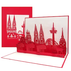 3D Grußkarte "Kölner Skyline" - Pop Up Karte mit Umschlag von Cologne Cards als Einladung, Geburtstagskarte & Souvenir