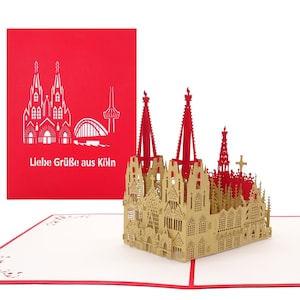 Carte pop-up "Cathédrale de Cologne - Salutations de Cologne" - Carte de vœux 3D avec enveloppe comme carte d'anniversaire, souvenir et invitation à visiter Cologne