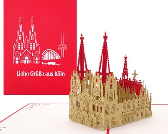 Biglietto pop-up 3D Albero di Natale | Skyline di Colonia Biglietto
