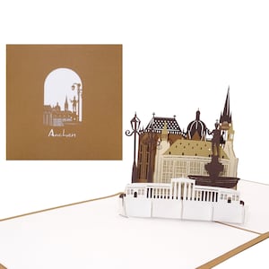 Carte pop-up « Aix-la-Chapelle – Panorama avec la cathédrale d'Aix-la-Chapelle », carte de vœux 3D comme souvenir, carte d'anniversaire, carte de vœux avec enveloppe, invitation