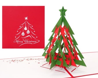 Pop-Up 3D Weihnachtskarte "Tannenbaum | Modern - Merry Christmas"