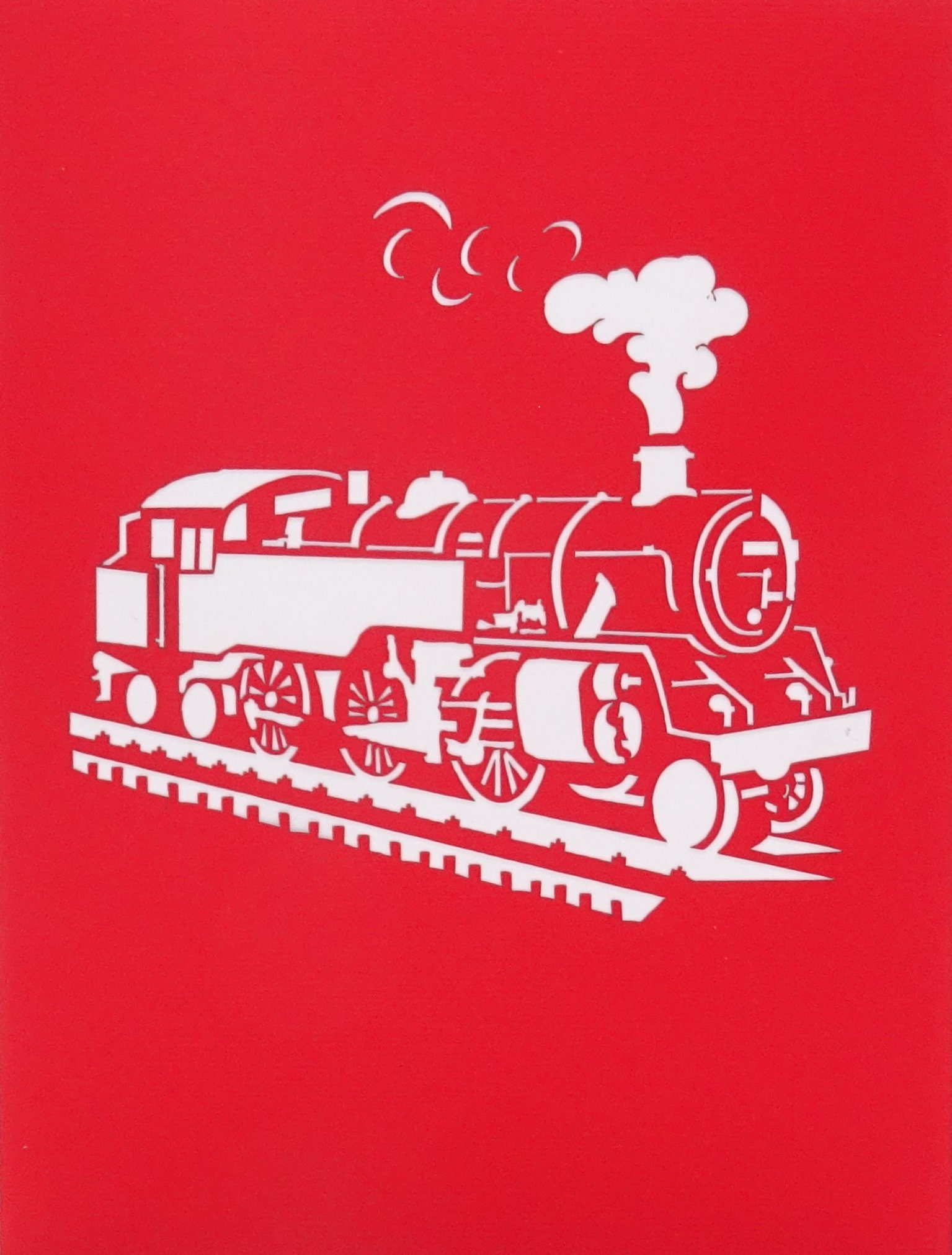Biglietto Pop-up 3D A Forma Di Treno A Vapore – Cartolina Pieghevole Con Locomotiva, Idea Regalo Per Appassionati Di Ferrovie, Compleanni O Viaggi - 2