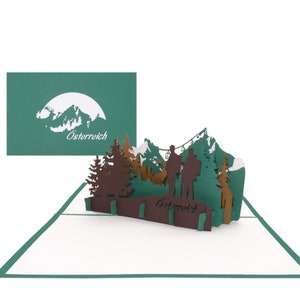 Pop Up Karte "Österreich - Bergpanorama mit Großglockner" - 3D Grußkarte & Glückwunschkarte - Gutschein, Einladung und Souvenir