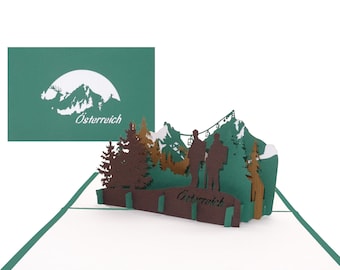 Pop Up Karte "Österreich - Bergpanorama mit Großglockner" - 3D Grußkarte & Glückwunschkarte - Gutschein, Einladung und Souvenir