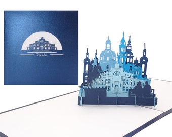 Carte pop-up « Dresde - Panorama avec Opéra et Frauenkirche » - Carte de vœux 3D comme souvenir, cadeau, carte d&#39;invitation, bon pour un voyage en ville