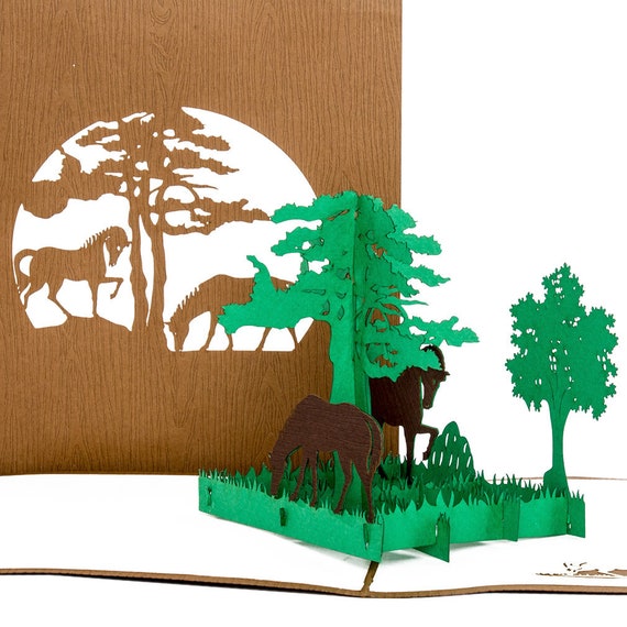 3d pop up karte pferde pferdekarte 3d karte fur etsy