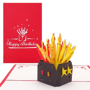 Carte pop-up "Bougies d'anniversaire - Joyeux anniversaire" - Carte d'anniversaire 3D comme cadeau, bon d'achat et emballage cadeau en espèces