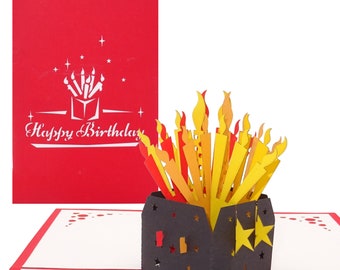 Pop-Up Card "Birthday Candles - Happy Birthday" - 3D birthday card as a gift, voucher and packaging cash gift