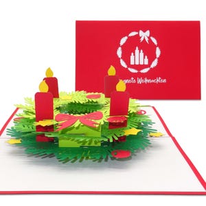 Pop-up kerstkaart "Adventskrans" - delicate 3D-kaart met envelop voor Kerstmis