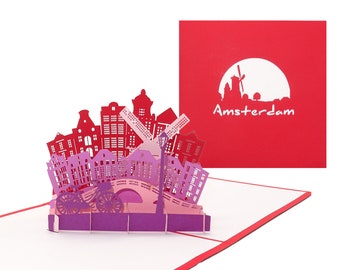 Pop up card "Amsterdam - Panorama" 3D greeting card as an Amsterdam souvenir, postcard, birthday card, decoration & travel voucher for a holiday in Holland