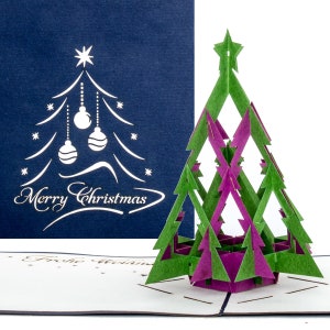 Biglietto pop-up "Albero di Natale moderno - Buon Natale" - Biglietto di Natale 3D con busta