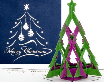 Pop-Up Card "Tannenbaum Modern - Merry Christmas" - 3D Christmas card with envelope