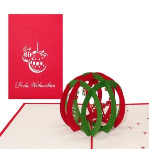 Cartolina di Natale 3D "Palla di Natale e Babbo Natale - Buon Natale" - Elegante biglietto pop-up per Natale come regalo e buono