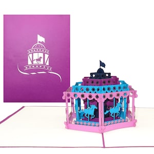 Carte pop-up « Fête foraine - Carrousel » - Carte d'anniversaire 3D - Invitation élégante et carte de vœux comme bon d'achat, cadeau et carte d'invitation