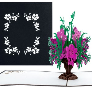 Carte pop-up « Bouquet de fleurs » - Carte de fleurs, carte d’anniversaire, carte de rétablissement, carte de remerciement
