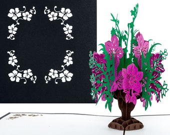 Carte pop-up "Bouquet de fleurs" - carte de fleurs, carte d'anniversaire, carte de prompt rétablissement, carte de remerciement