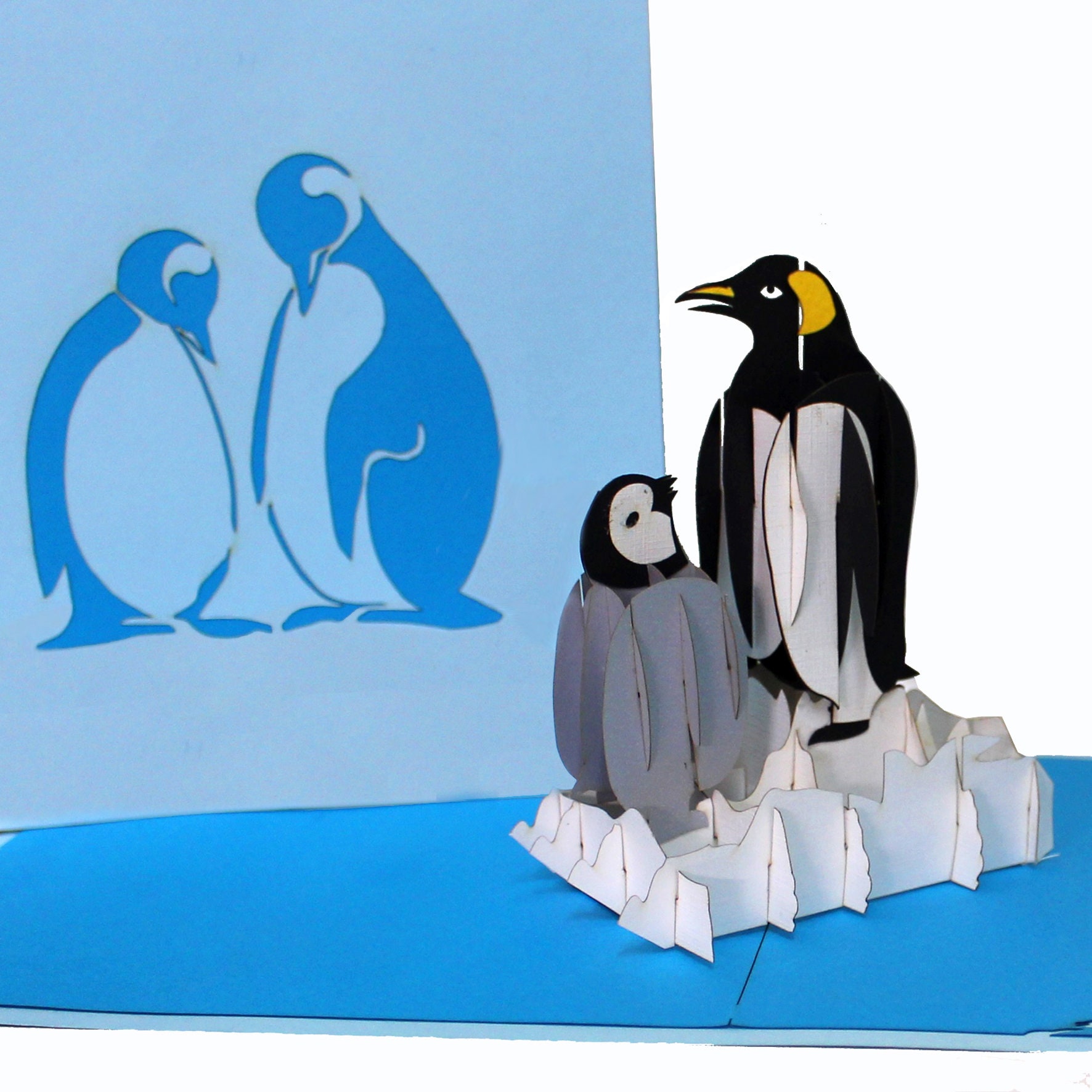 Pop-Up Karte Pinguine auf Eisscholle 3D Pinguin | Etsy