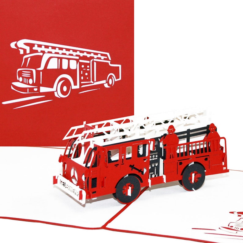 Pop-Up Karte Feuerwehr Feuerwehrkarte. 3D Karte | Etsy