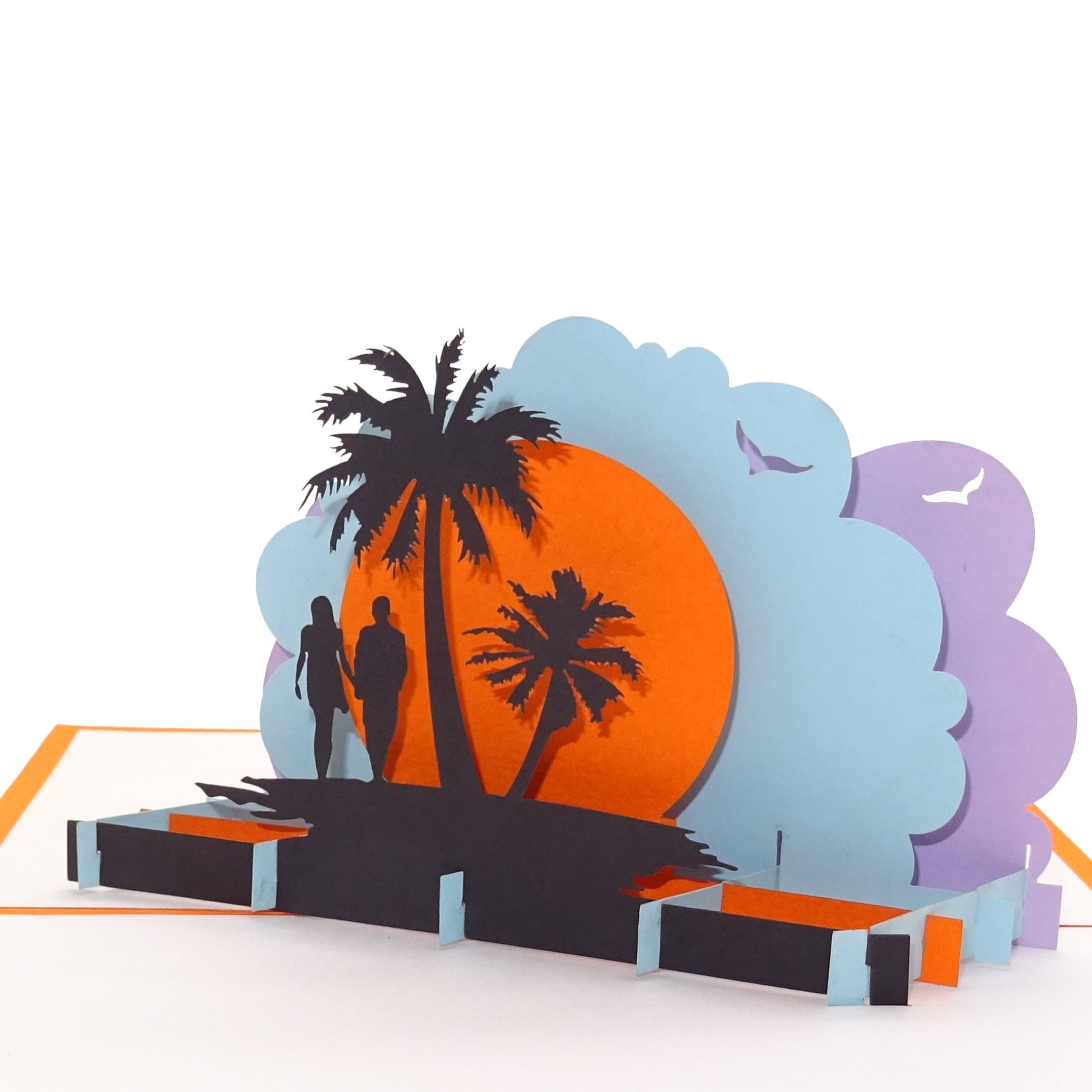 Carte Pop-up 3D « Love's Beach Sunset » - Carte De