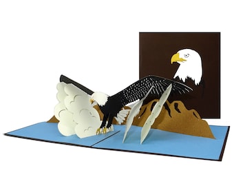 Carte Pop Up « Aigle - Ailes d'Aigle » - Carte d'anniversaire 3D, carte d'invitation avec enveloppe, bon et invitation voyage aux États-Unis et en Amérique