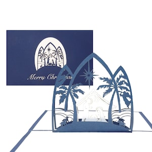Pop-upkaart "Kerststal - Merry Christmas" Kerstkaart met kerststal, pop-upkaart voor Kerstmis, 3D-kaart met kerststal, Adventskaart