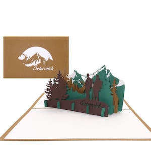 Cartão pop-up "Áustria" - cartão 3D, lembrança e voucher para montanhismo e caminhadas nos Alpes com Großglockner
