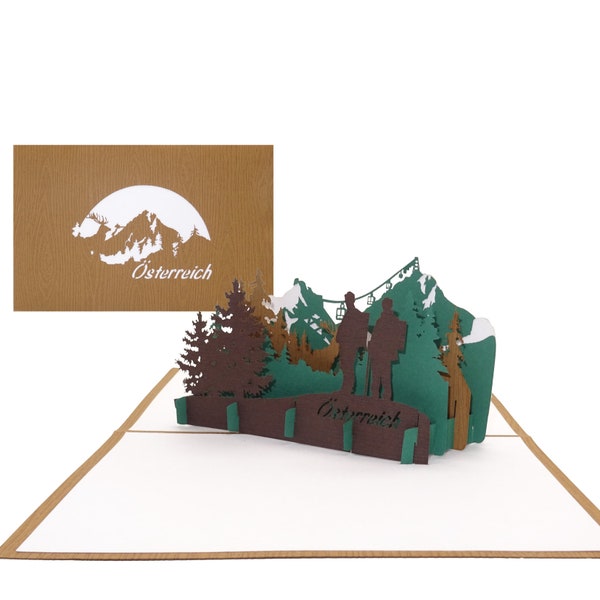 Pop Up Karte "Österreich" - 3D Grußkarte, Souvenir & Gutschein für Bergsteigen und Wandern in den Alpen mit Großglockner