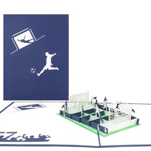 Carte pop-up de supporter de football bleu blanc – Carte d'anniversaire de football 3D et carte d'invitation d'anniversaire pour les fans de Schalke, Hambourg, Berlin, etc.