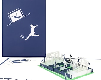Pop Up Card Football Fan Blue White - 3D Football Birthday Card & Birthday Invitation Card for Fans of Schalke, Hamburg, Berlin etc.