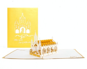 Carte Pop-up 50" En Or Et Blanc - Pour 50e Anniversaire Et Mariage D'or