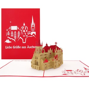 Pop-upkaart "Kathedraal van Aken - Groeten uit Aken" - Souvenir Keizerstad Reisvoucher Uitnodiging Verjaardagskaart Wenskaart