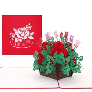 Pop Up Karte "Rote Rosen" edle 3D Blumenkarte als Geburtstagskarte, Valentinskarte & Hochzeitskarte