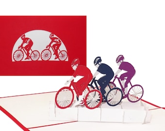 Carte pop-up "Vélo - Faire du vélo en équipe" Carte d'anniversaire 3D pour cyclistes - Bon d'achat, invitation à un tour cycliste et à une course cycliste