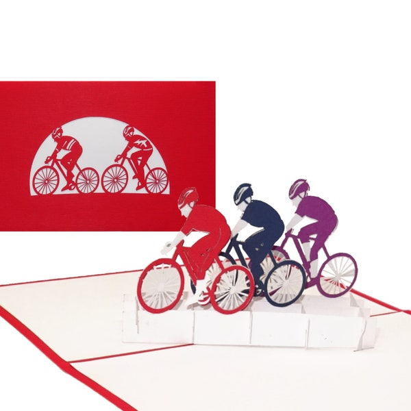 Pop-Up Karte "Fahrrad - Radsport im Team" 3D Geburtstagskarte für Radfahrer - Gutschein, Einladung Radtour & Radrennen Fahrräder