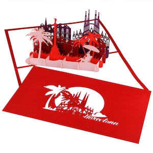 Pop-upkaart "Barcelona - Skyline" - 3D-wenskaart, felicitatiekaart & verjaardagskaart Spanje Souvenir Sagrada Familia