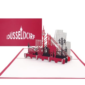 Pop-Up Karte "Düsseldorf Panorama" 3D Grußkarte Düsseldorfer Skyline, Souvenir, Reisegutschein, Geschenkgutschein - Karte mit Umschlag