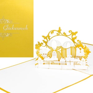 Biglietto pop-up "80" in oro e bianco - per l'80° anniversario come biglietto di compleanno 3D, biglietto di auguri, buono regalo, regalo in denaro