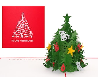 3D Weihnachtskarte "Tannenbaum | Classic" Frohe Weihnachten - edle Pop Up Karte zu Weihnachten, Geschenkkarte, 3D Grußkarte