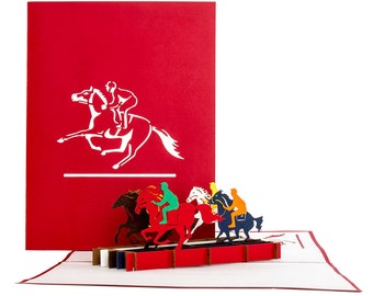 Pop-Up Card “Horses & Riding” 3D Birthday Card Horse Racing as Gift Idea, Invitation Card, Voucher