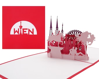 3D Pop Up Karte „Wien – Panorama mit Riesenrad“ Wiener Grußkarte, Städtekarte als Österreich Souvenir, Geburtstagskarte, Einladung Gutschein