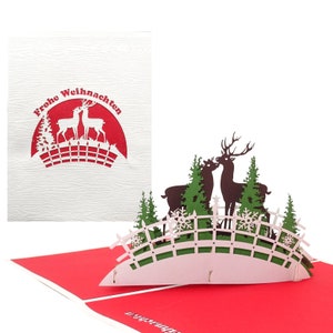 Pop Up Card Christmas "Deer in Love" Carte de Noël romantique en 3D avec enveloppe
