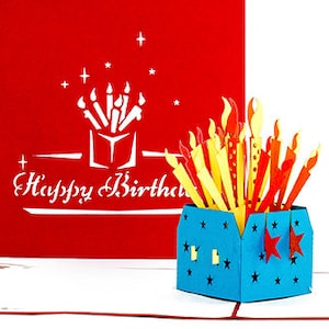 Birthday Card &quot;Candles – Happy Birthday&quot; - Pop Up Card Congratulations Card 3D Card, Pop Up Card Birthday Folding Card