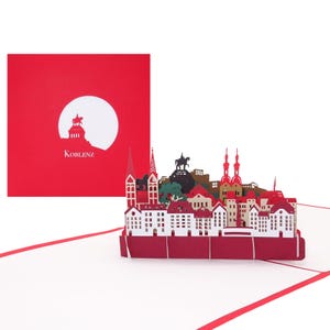 Pop Up Card "Koblenz & Deutsches Eck" Gift, souvenir, voucher, invitation card, 3D birthday card and travel voucher