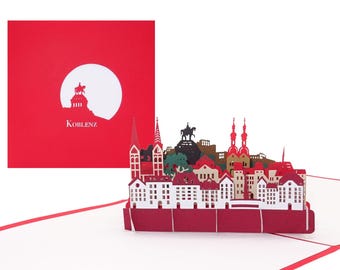 Pop-up card "Koblenz & Deutsches Eck" gift, souvenir, voucher, invitation card, 3D birthday card and travel voucher